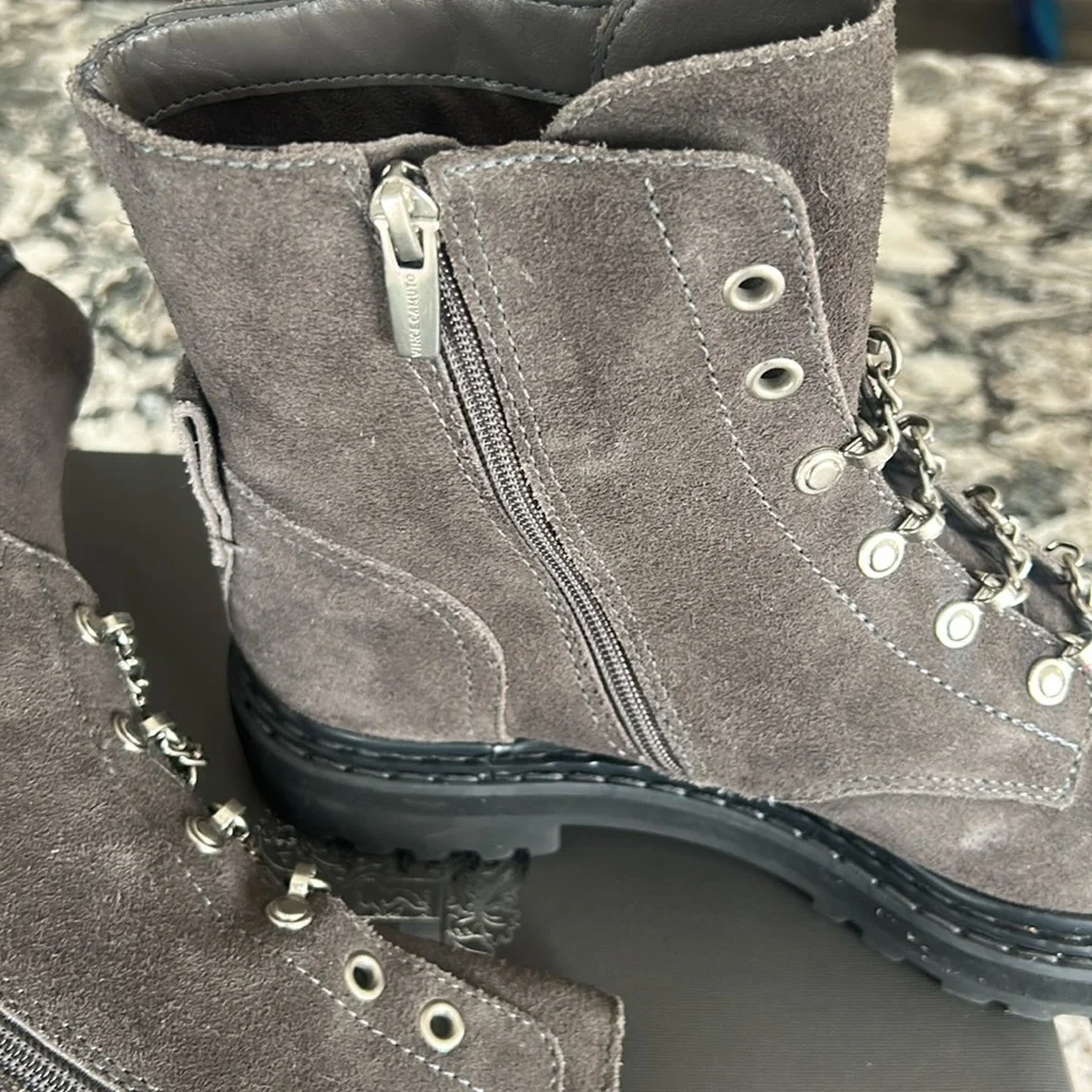 Vince Camuto Gray Suede Boots with Chains - Picture 4 of 9
